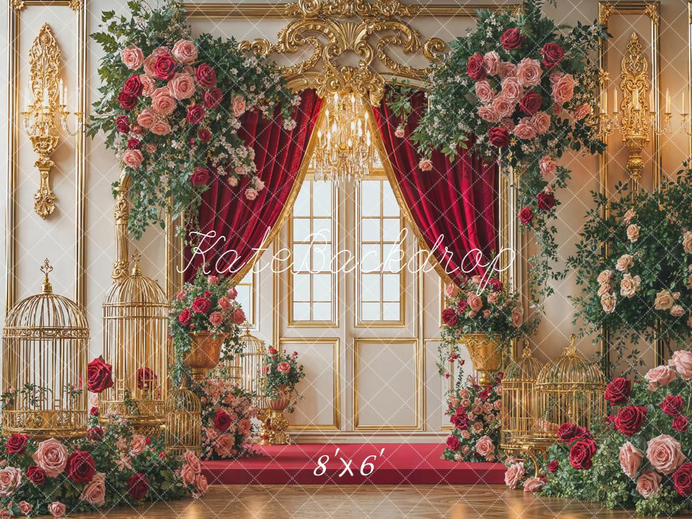 Kate Mariage Fleurs Cage Doré Vintage Toile de fond conçue par Emetselch