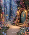 Kate Forêt Magique Maison Fleurs Lumières Toile de fond en Laine conçue par Emetselch