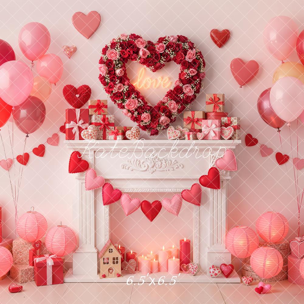 Kate Saint Valentin Cœurs Ballons Cadeaux Toile de fond conçue par Emetselch - Kate Backdrop FR