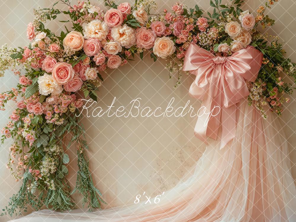Kate Mariage Arc de Fleurs Rose Tulle Toile de fond conçue par Emetselch