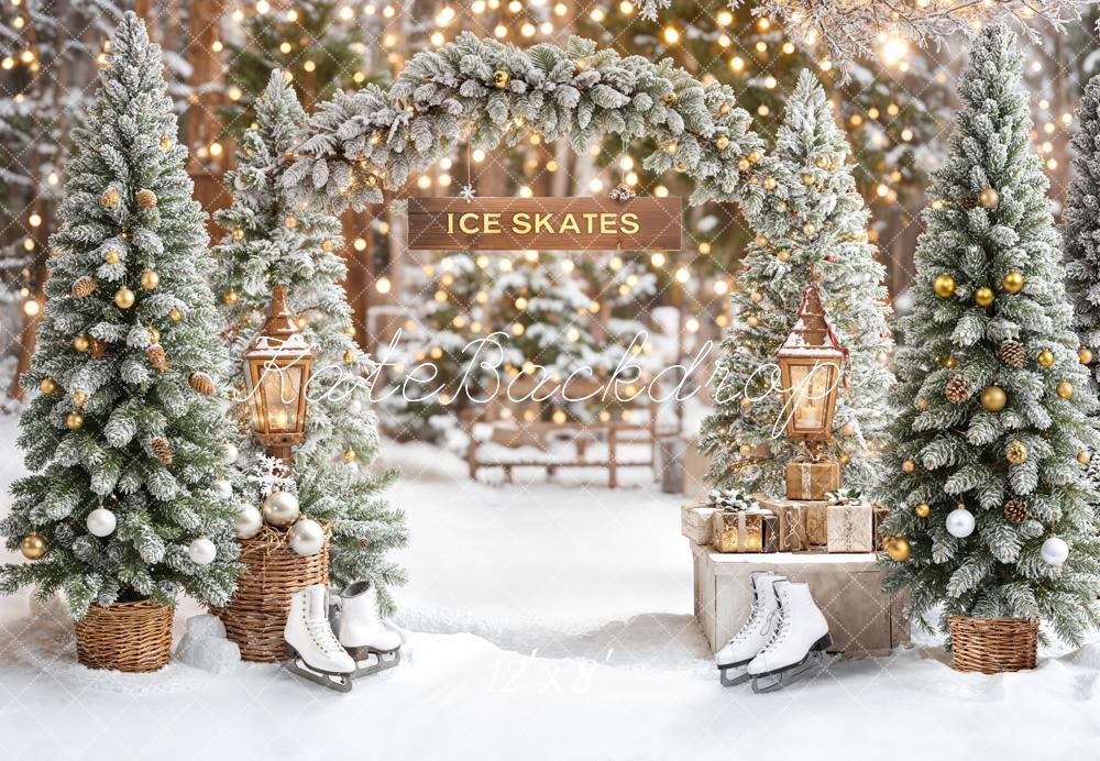 Kate Hiver Arbre Arche Patins Toile de fond en Laine conçue par Emetselch - Kate Backdrop FR