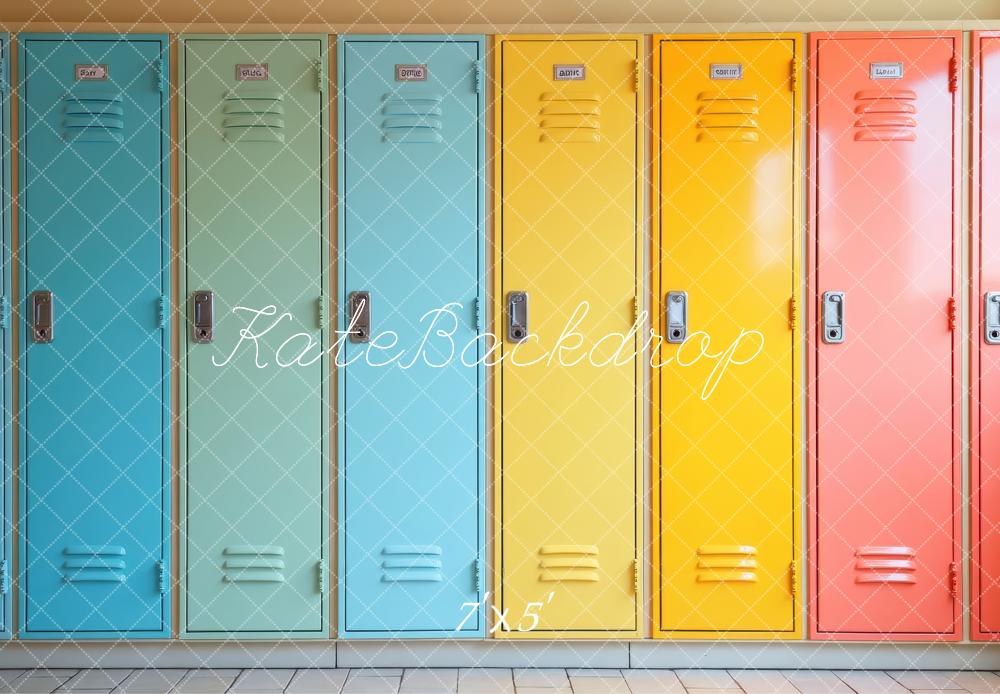 Kate Scolaire Casiers Multicolores Toile de fond conçue par Laura Bybee - Kate Backdrop FR