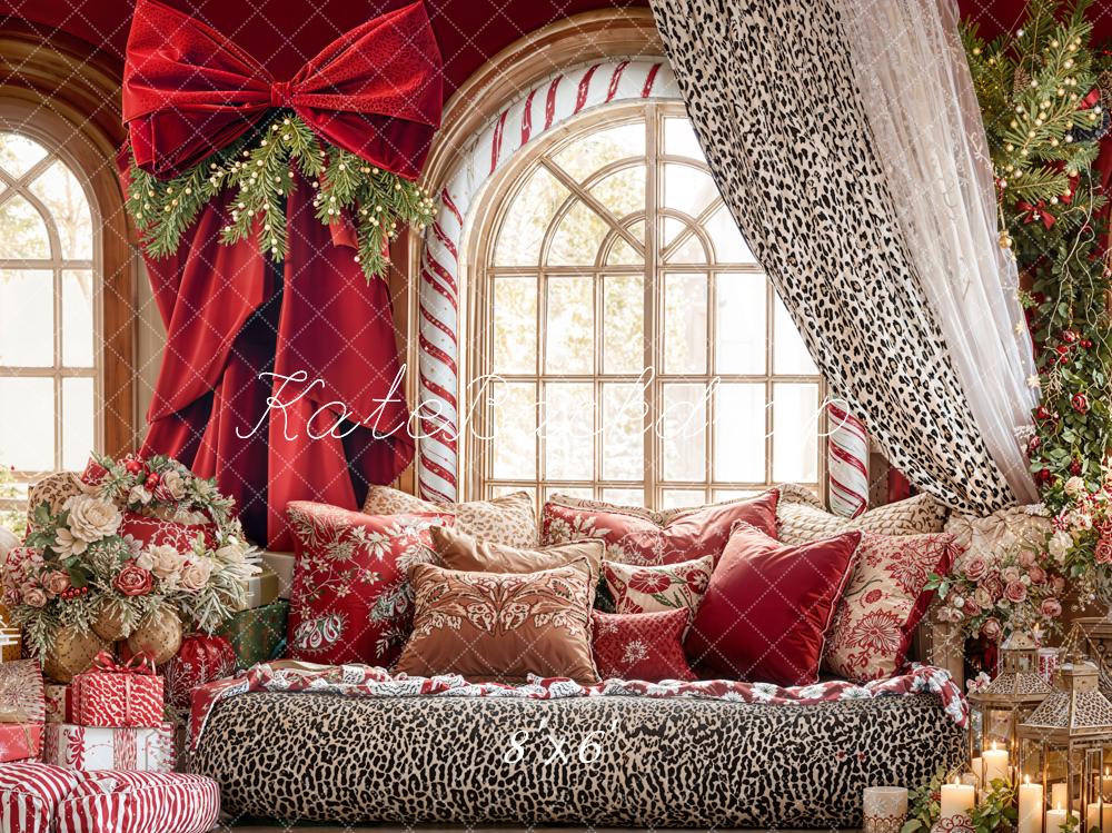 Kate Noël Rouge Fenêtre Oreillers Toile de fond en Laine conçue par Emetselch - Kate Backdrop FR