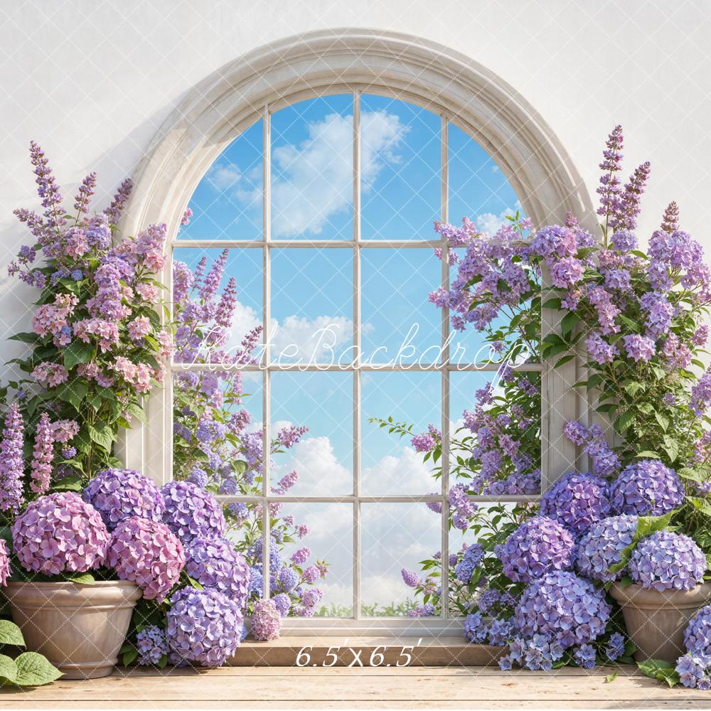 Kate Arche Fenêtre Fleurs Violettes Toile de fond conçue par Emetselch - Kate Backdrop FR