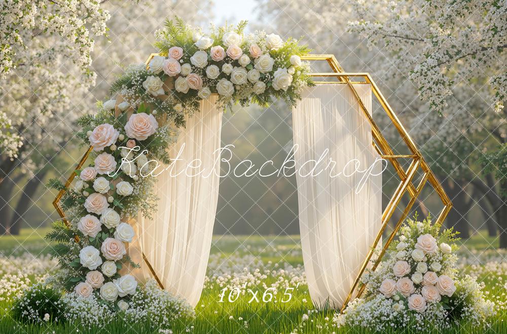 Kate Mariage Arche Fleurs Lumière du Soleil Toile de fond conçue par Mini MakeBelieve