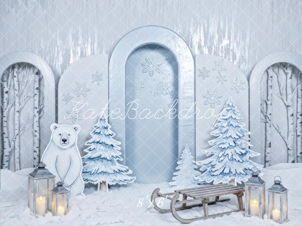 Kate Hiver Ours Polaire Traîneau Arche Toile de fond conçue par Patty Roberts