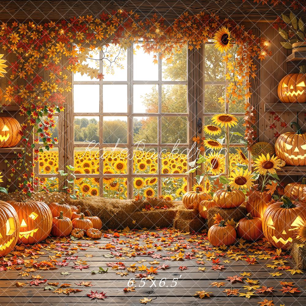 Kate Halloween Citrouilles Tournesols Automne Toile de fond conçue par Emetselch - Kate Backdrop FR