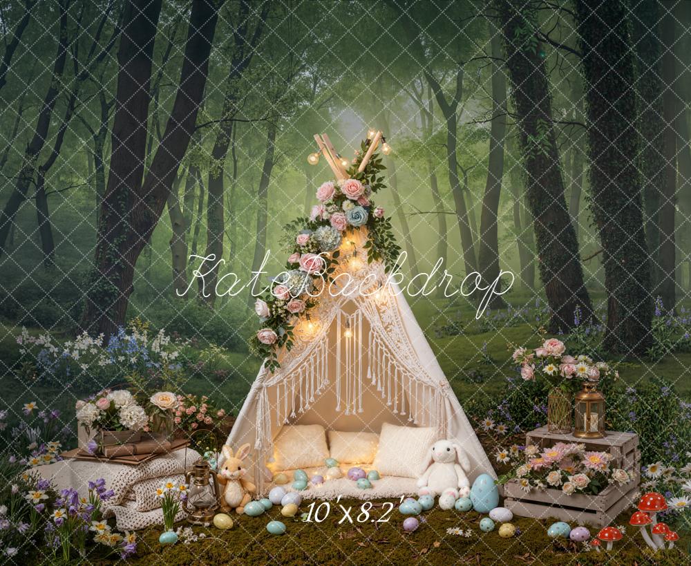 Kate Pâques Forêt Tente Fleurs Toile de fond conçue par Emetselch