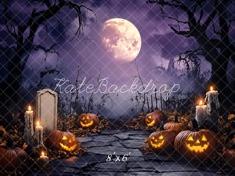 Kate Halloween Citrouilles Tombe Toile de fond en Laine conçue par Emetselch - Kate Backdrop FR