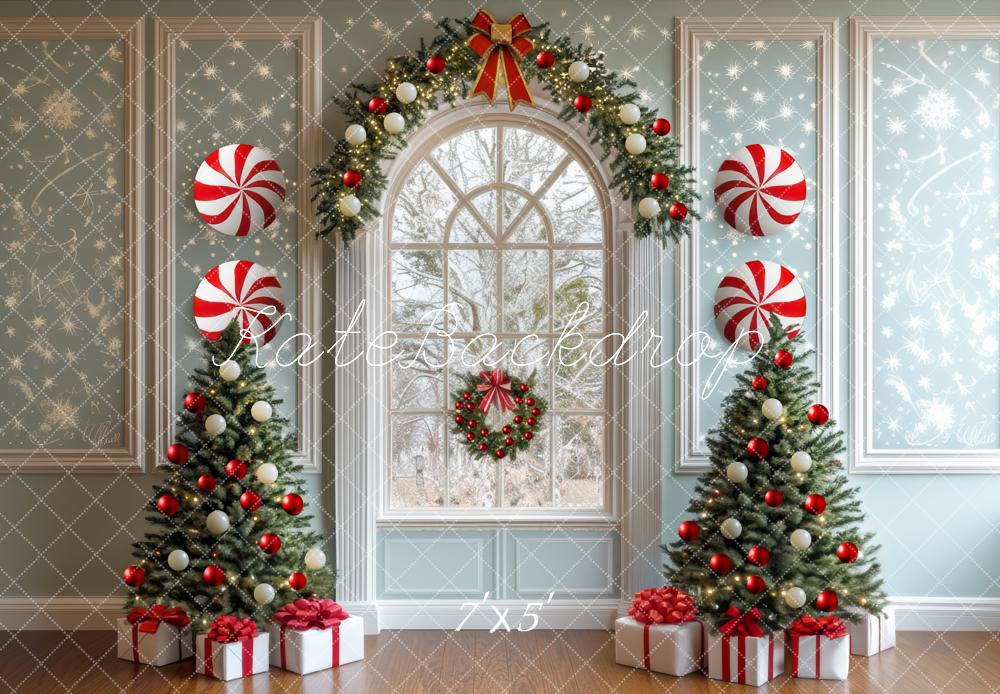 Kate Sapins de Noël Fenêtre Bonbons Cadeaux Toile de fond conçue par Mini MakeBelieve