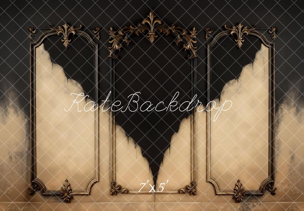 Kate Architecture Baroque Mur Noir Beige Toile de fond conçue par Mini MakeBelieve