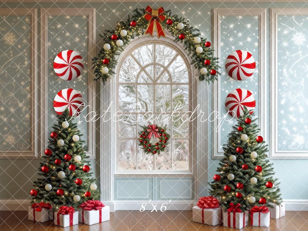 Kate Sapins de Noël Fenêtre Bonbons Cadeaux Toile de fond conçue par Mini MakeBelieve