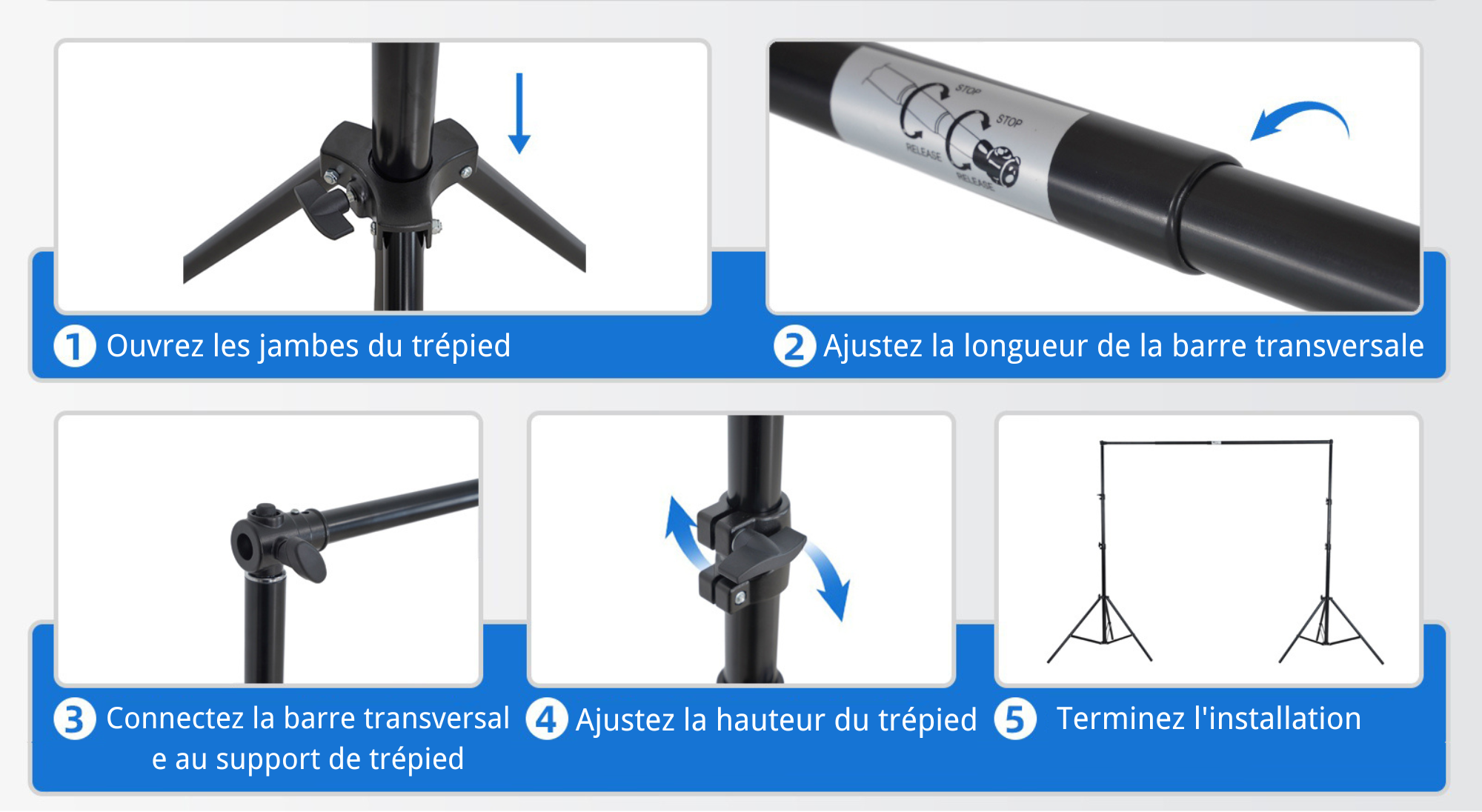 Kate 3x2,8m Kit de Support de Cadre Ajustable pour la photographie