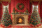 Kate Noël Cheminée Sapins Cadeaux Rouge Toile de fond conçue par Emetselch - Kate Backdrop FR