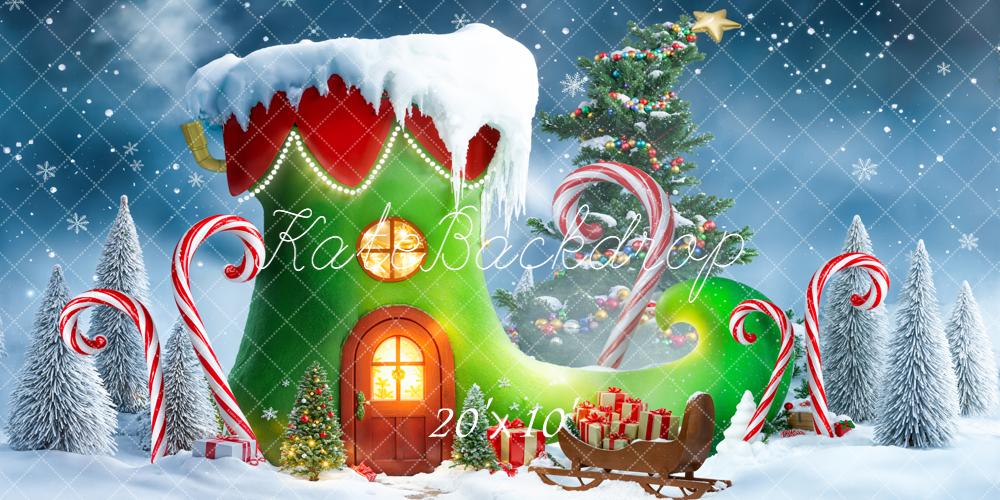 Kate Noël Maison Botte Neige Bonbon Toile de fond conçue par Emetselch - Kate Backdrop FR