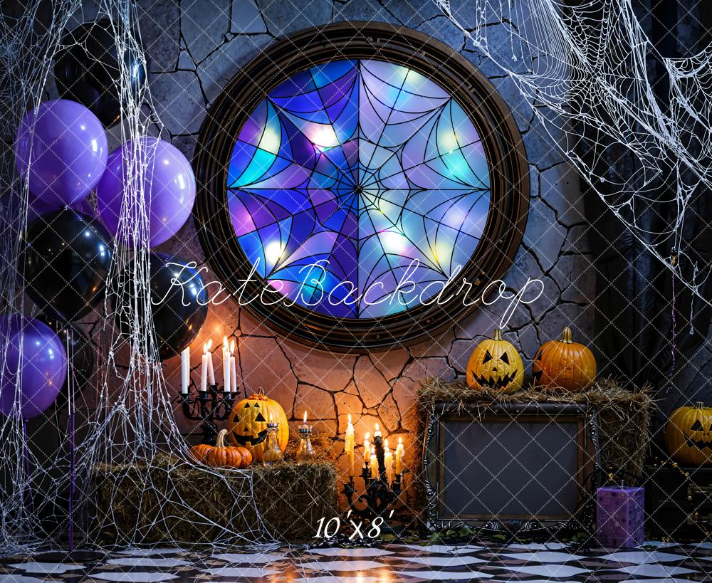 Kate Halloween Fenêtre Toile d'araignée Toile de fond en Laine conçue par Emetselch - Kate Backdrop FR
