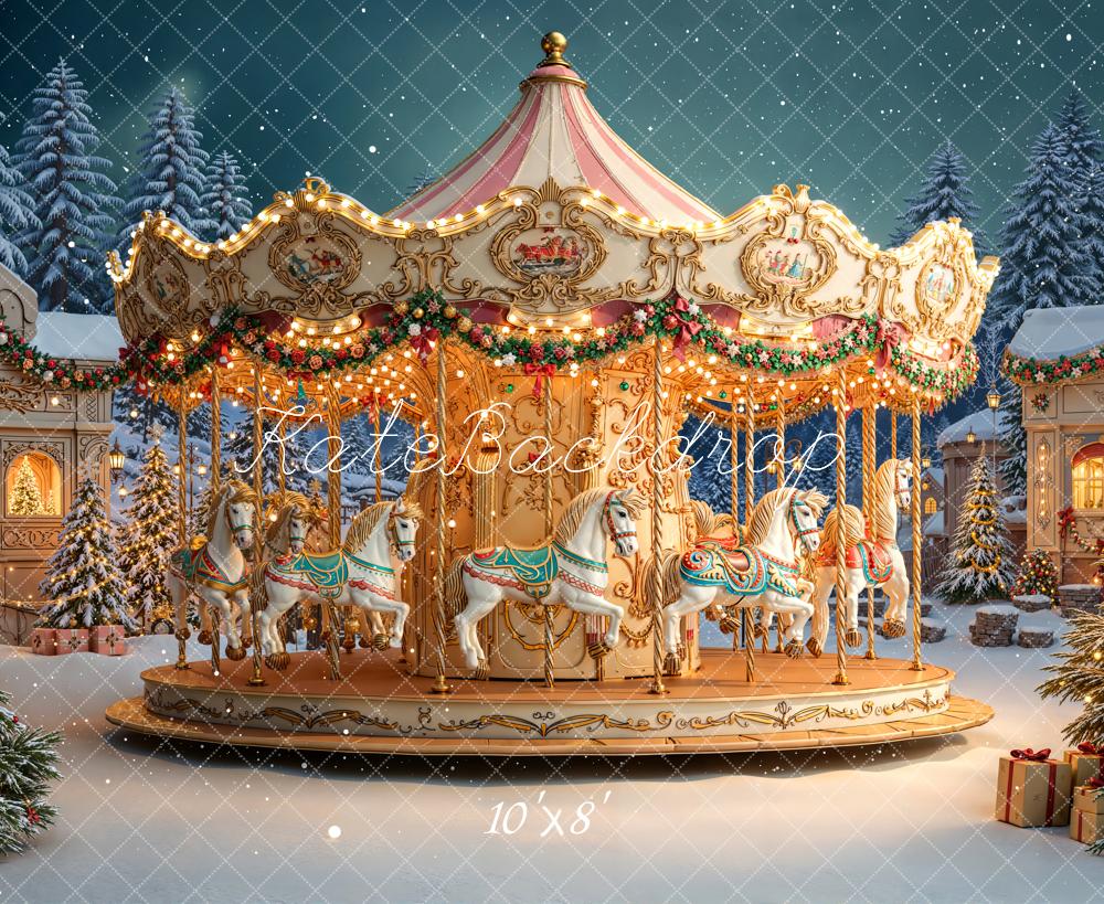 Kate Noël Carrousel Hiver Lumière Toile de fond en Laine conçue par Emetselch - Kate Backdrop FR