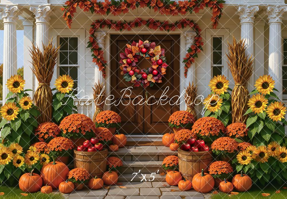 Kate Automne Tournesols Citrouilles Pommes Toile de fond conçue par Mini MakeBelieve - Kate Backdrop FR