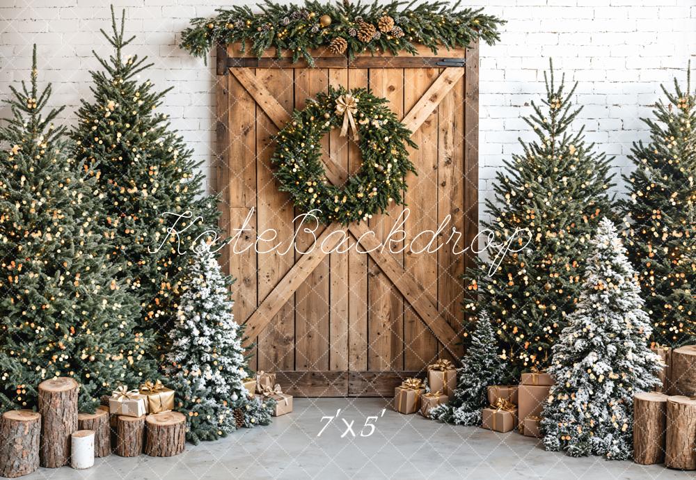 Kate Noël Sapins Cadeaux Porte Bois Toile de fond conçue par Emetselch