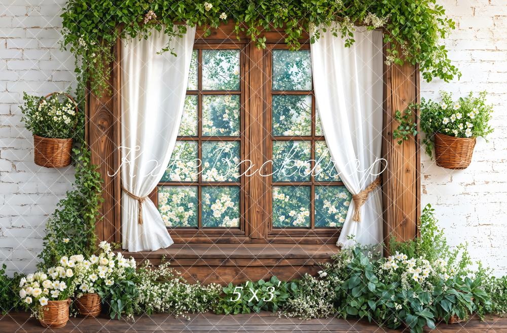 Kate Fenêtre Bois Fleurs Plantes Toile de fond conçue par Emetselch - Kate Backdrop FR