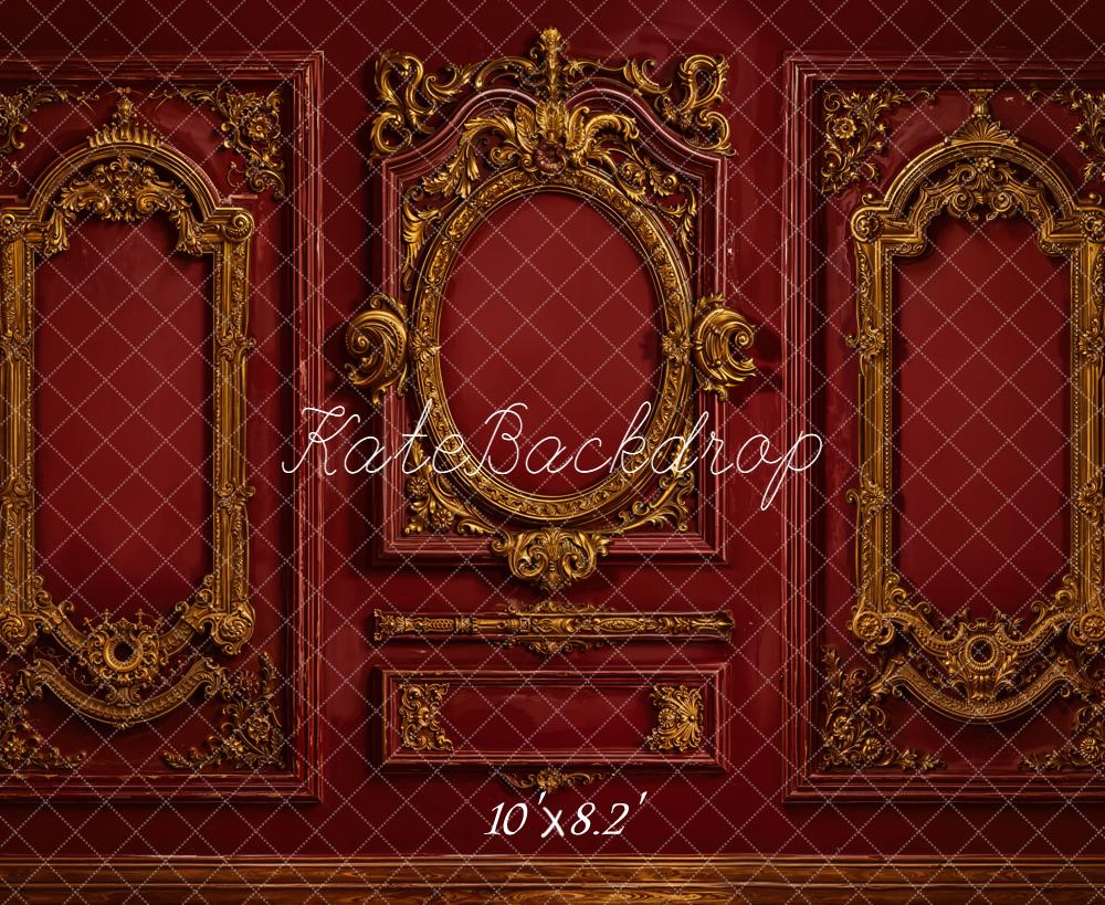 Kate Mur Baroque Vintage Ornements Rouge Toile de fond en Laine conçue par Emetselch