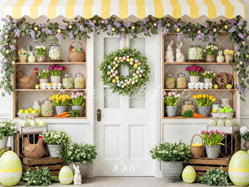 Kate Pâques Fleurs Œufs Porte Toile de fond en Polar conçue par Patty Roberts