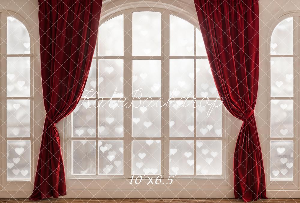 Kate Saint Valentin Fenêtre Rideaux Rouge Toile de fond en Laine conçue par Emetselch