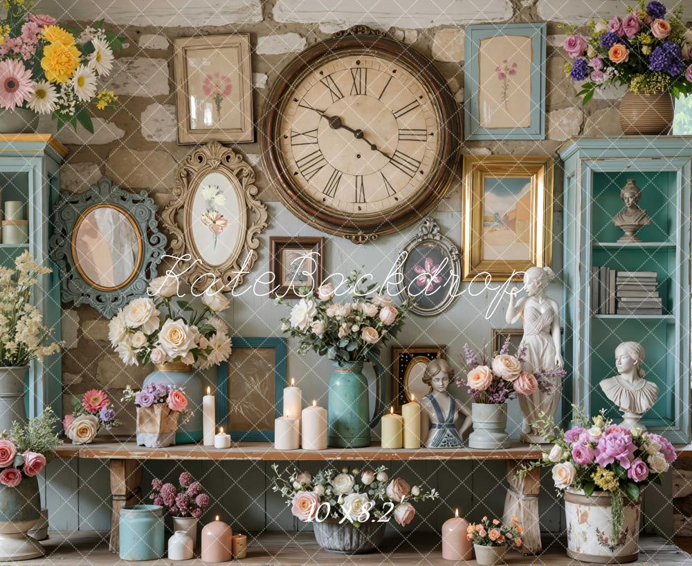 Kate Conte de fées Fleurs Horloge Cadres Toile de fond conçue par Mini MakeBelieve