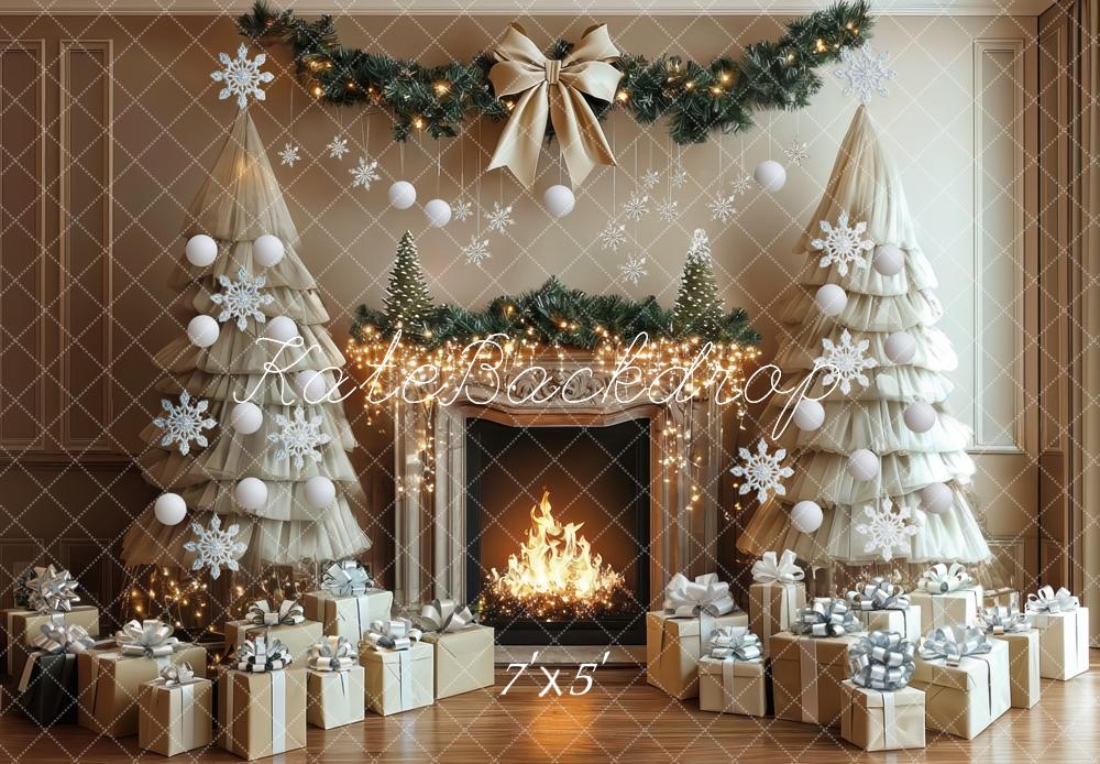 Kate Noël Cheminée Neiges Cadeaux Toile de fond conçue par Mini MakeBelieve