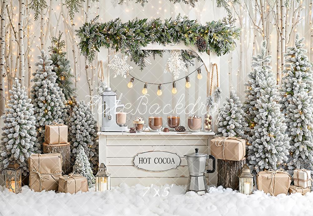Kate Hiver Sapins Neige Cadeaux Toile de fond conçue par Emetselch - Kate Backdrop FR