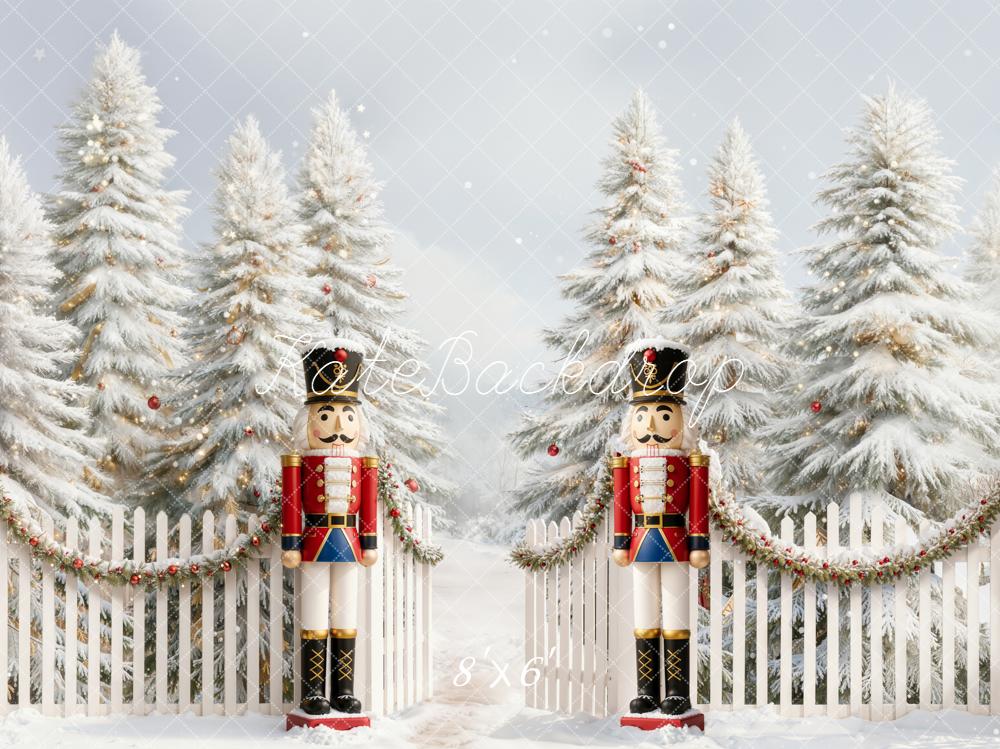 Kate Noël Soldats Casse-Noisette Sapins Neige Toile de fond conçue par Emetselch