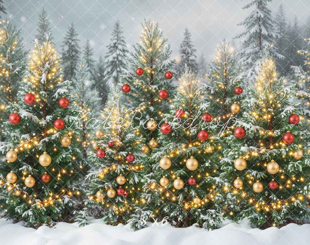 Kate Noël Sapins Neige Lumières Toile de fond en Laine conçue par Emetselch - Kate Backdrop FR