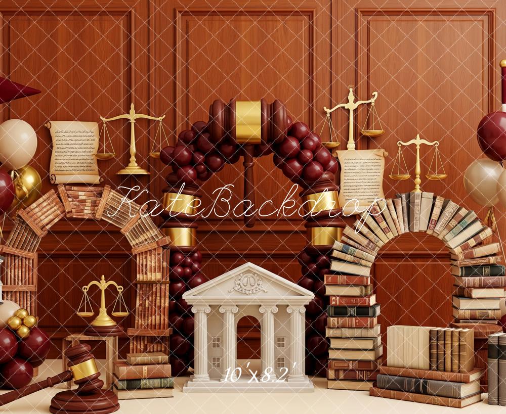 Kate Droit Tribunaux Livres Ballons Toile de fond conçue par Patty Roberts - Kate Backdrop FR