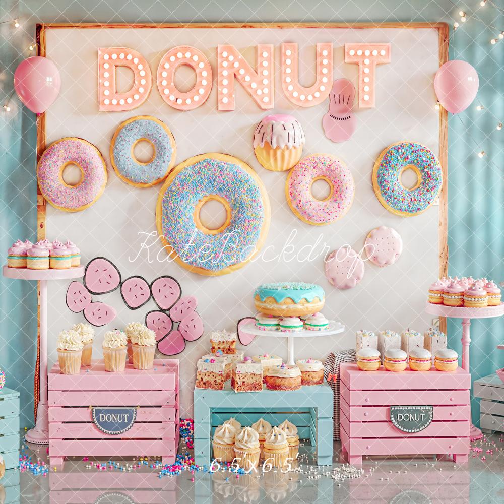 Kate Anniversaire Donuts Gâteaux Sucreries Toile de fond conçue par Emetselch - Kate Backdrop FR