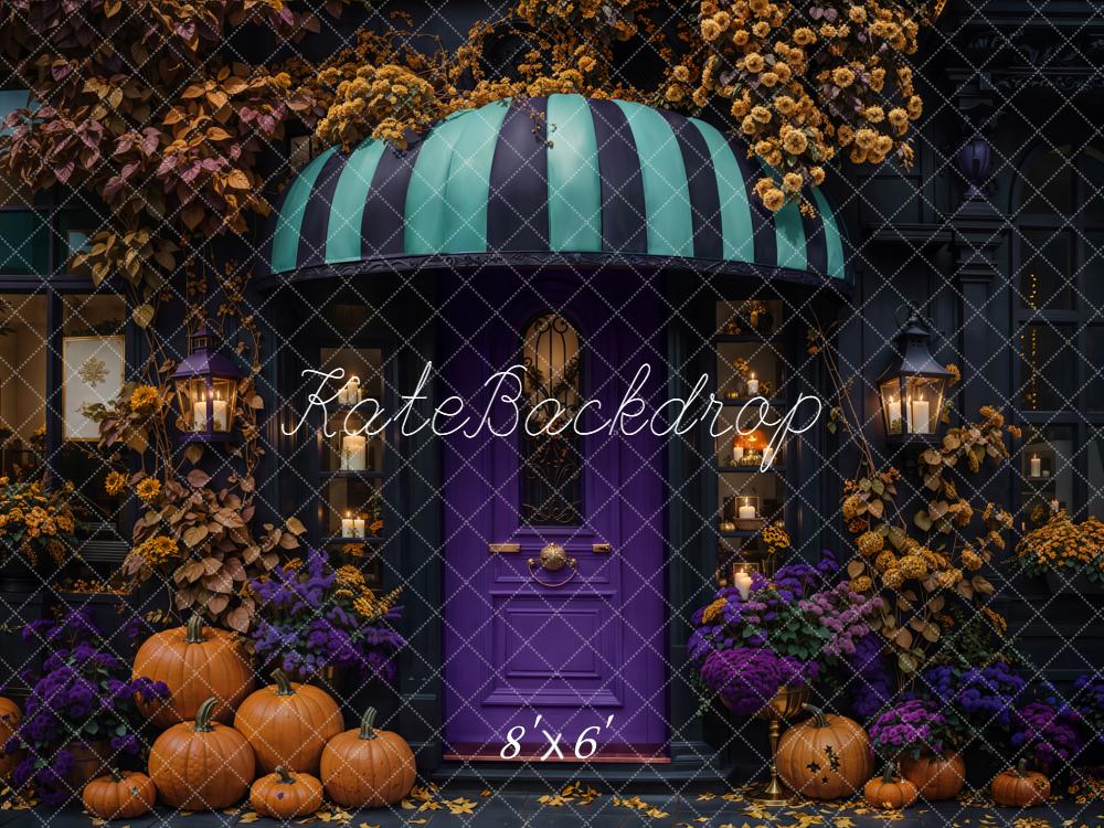 Kate Halloween Citrouilles Fleurs Porte Toile de fond conçue par Emetselch - Kate Backdrop FR