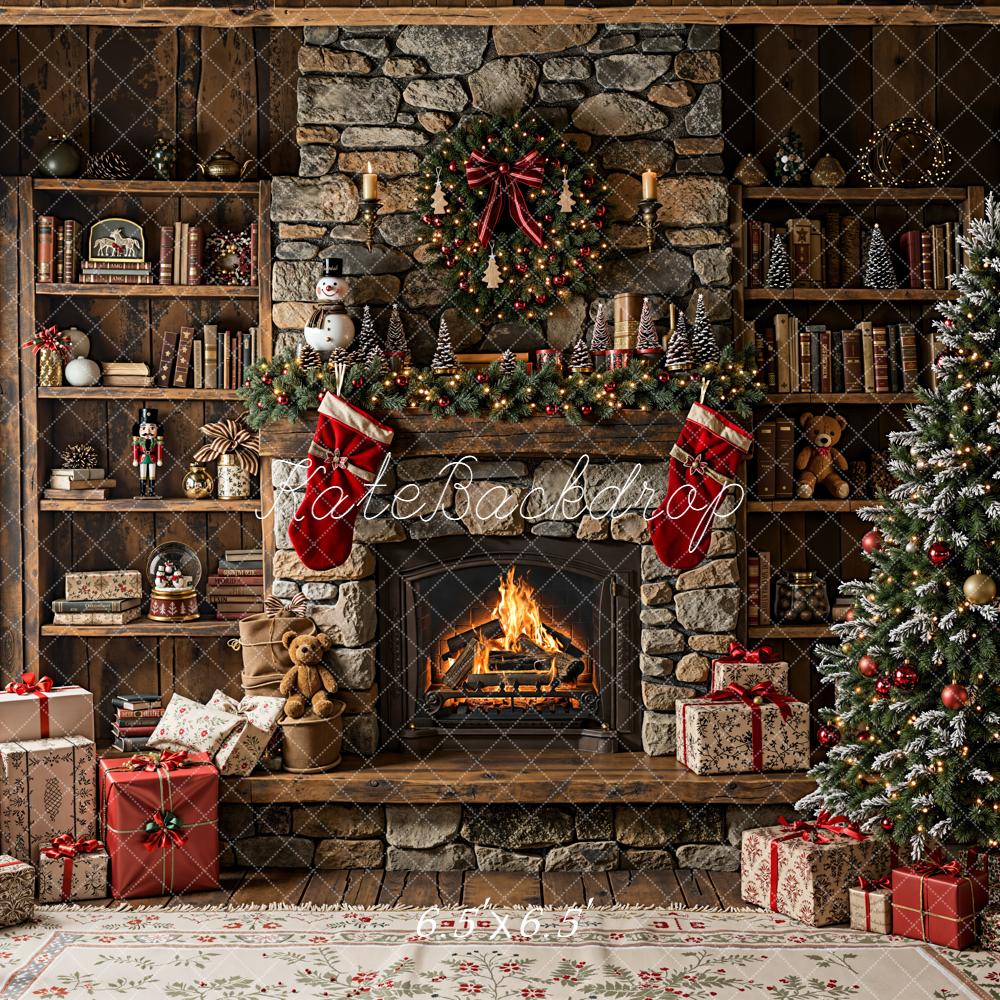 Kate Noël Cheminée Étagère à livres Cadeaux Toile de fond conçue par Emetselch - Kate Backdrop FR