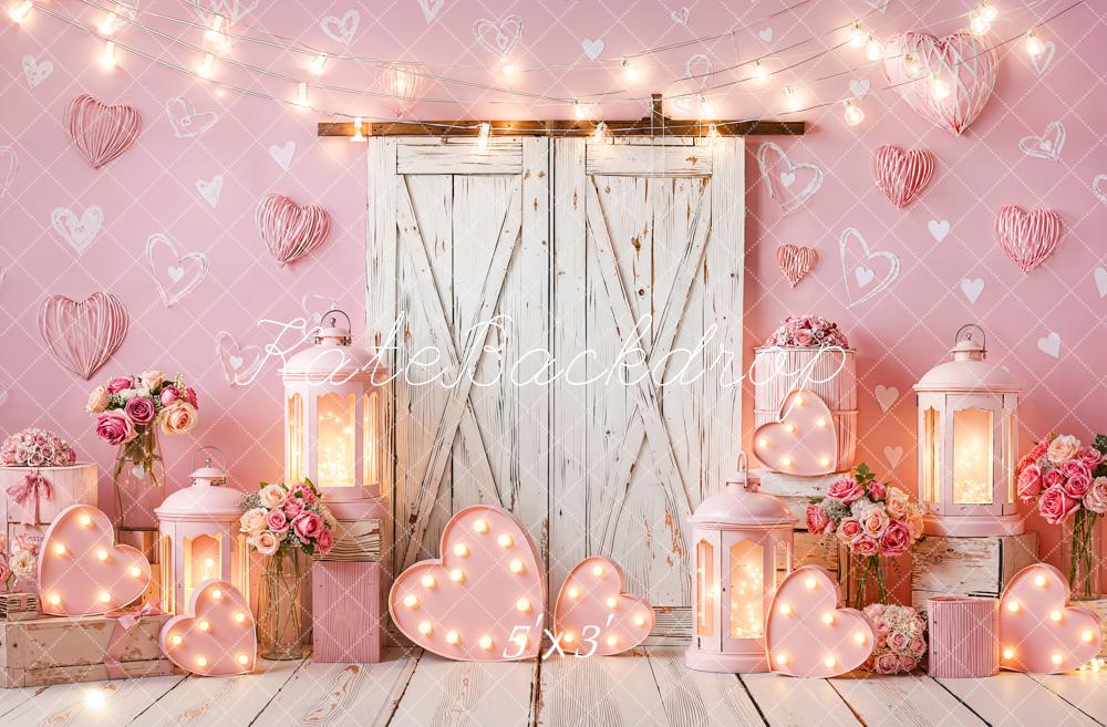 Kate Saint Valentin Cœurs Lanternes Rose Toile de fond conçue par Emetselch