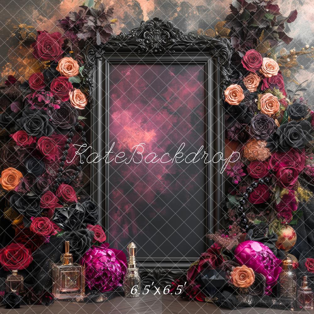 Kate Baroque Cadre Fleurs Noir Toile de fond conçue par Mini MakeBelieve - Kate Backdrop FR