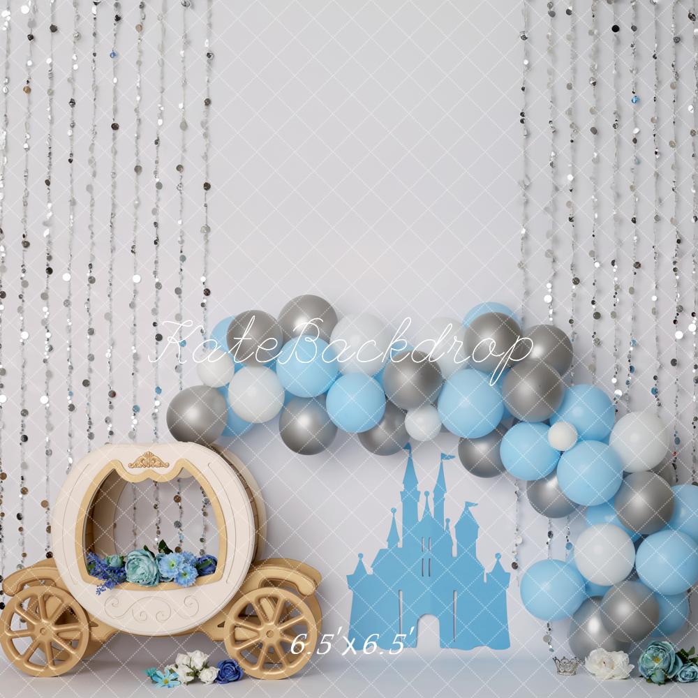 Kate Château Carrosse Arc Ballons Bleu Toile de fond conçue par Melissa King