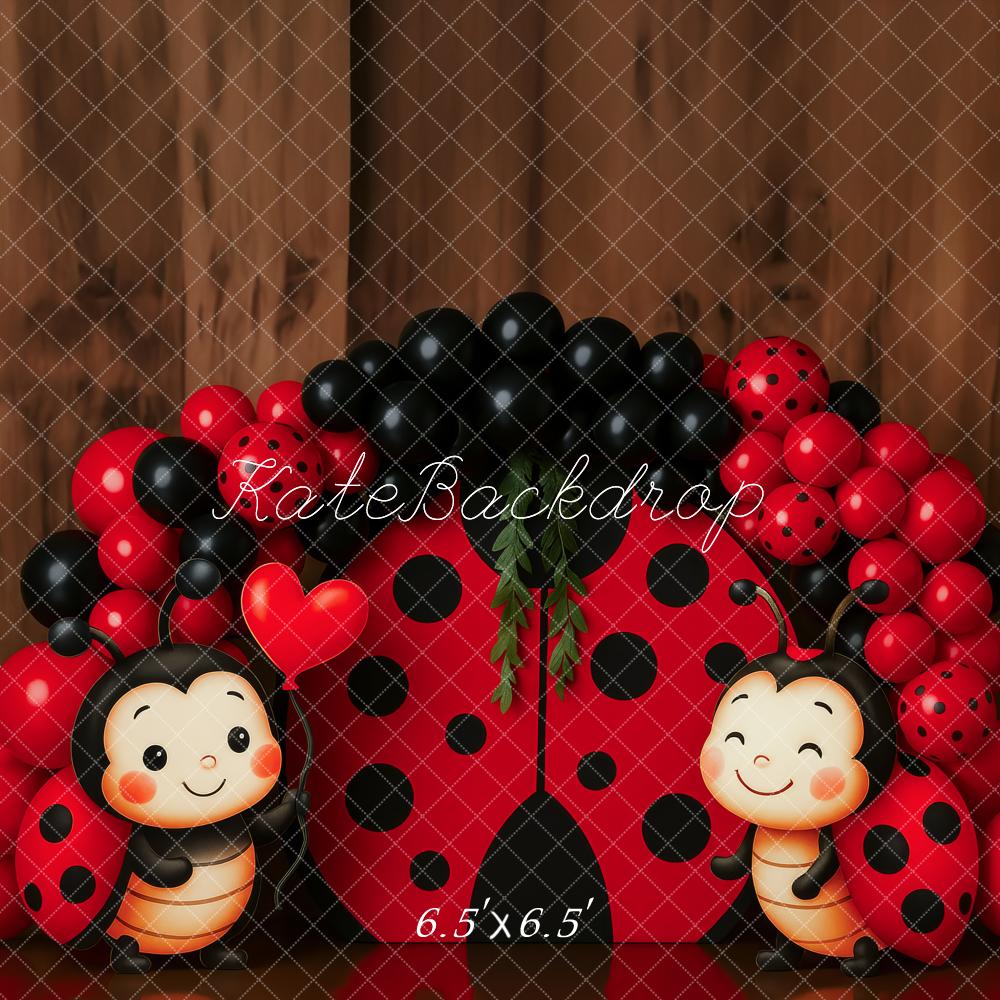 Kate Coccinelle Ballons Bois Anniversaire Toile de fond conçue par Patty Roberts - Kate Backdrop FR