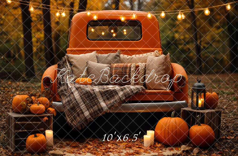 Kate Automne Camion Citrouilles Forêt Toile de fond en Laine conçue par Emetselch - Kate Backdrop FR