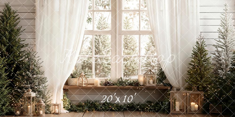 Kate Hiver Fenêtre Arbres Lanternes Toile de fond conçue par Emetselch