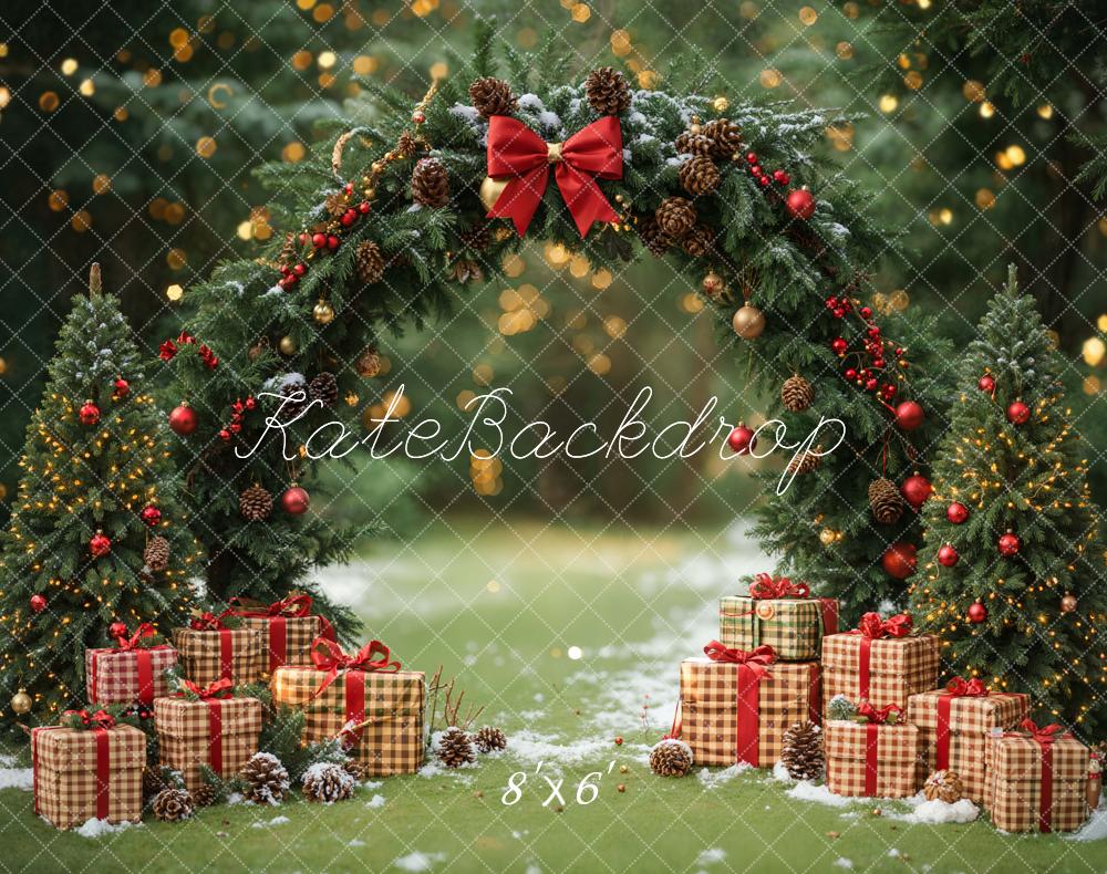 Kate Noël Arche Sapins Cadeaux Toile de fond en Laine conçue par Emetselch - Kate Backdrop FR