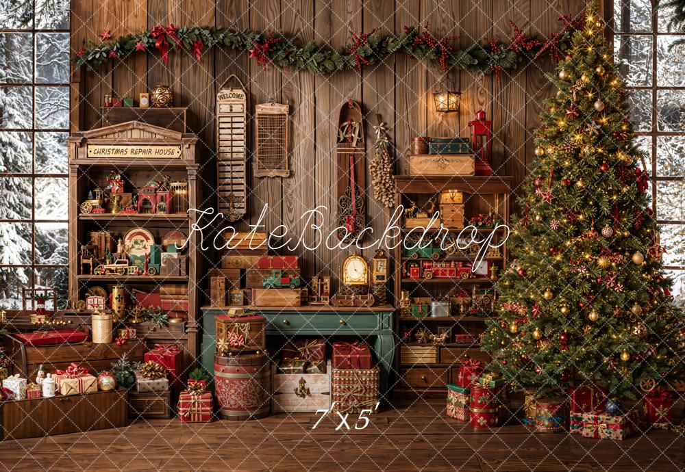 Kate Noël Arbre Cadeaux Jouets Bois Toile de fond conçue par Emetselch