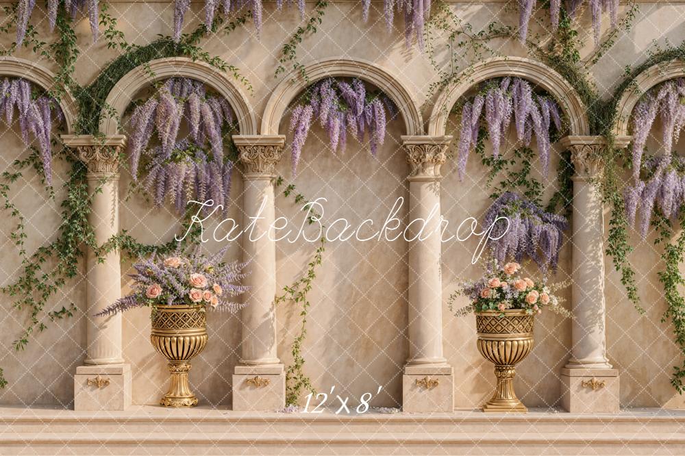 Kate Architecture Arches Colonnes Fleurs Toile de fond conçue par Emetselch