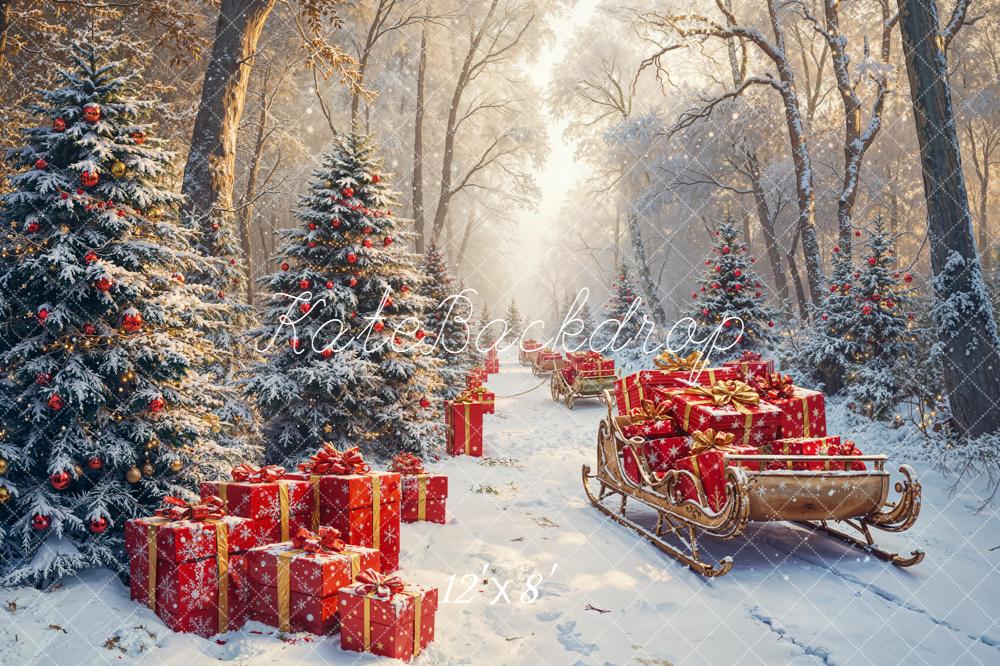 Kate Noël Forêt Cadeaux Traîneau Toile de fond en Laine conçue par Emetselch