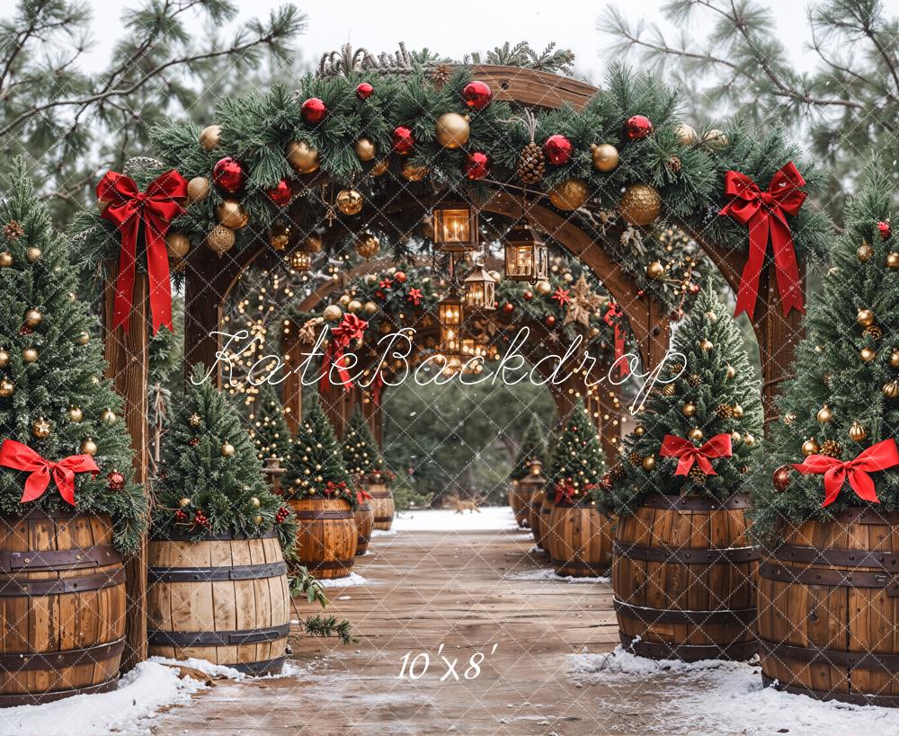 Kate Noël Arche Sapins Guirlandes Toile de fond en Laine conçue par Emetselch - Kate Backdrop FR