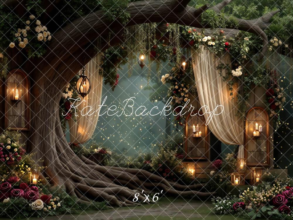 Kate Forêt Saint Valentin Fleurs Lumière Toile de fond conçue par Mini MakeBelieve - Kate Backdrop FR