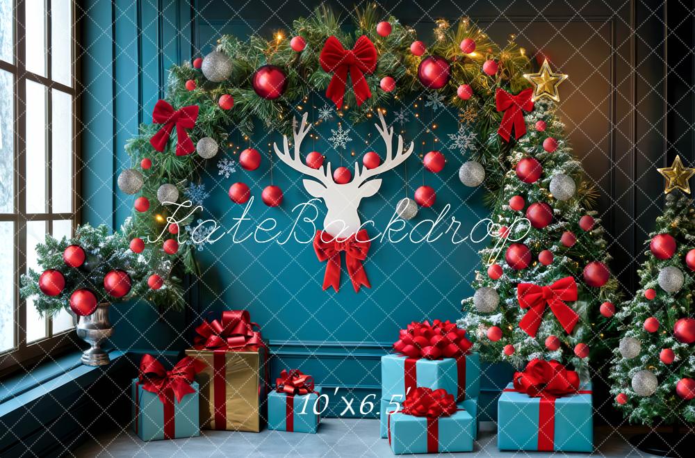 Kate Sapin de Noël Arche Cadeaux Bleu Toile de fond conçue par Mini MakeBelieve - Kate Backdrop FR