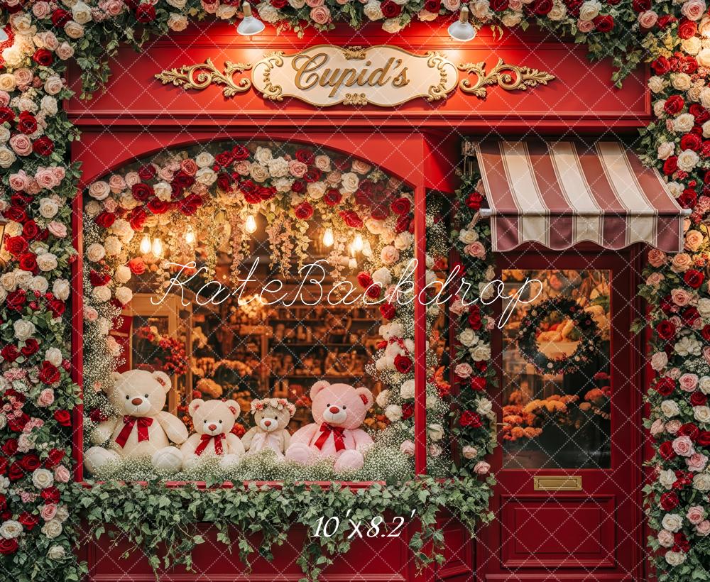 Kate Saint Valentin Boutique Ours Peluche Fleurs Toile de fond conçue par Patty Roberts